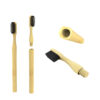 Bamboo Natural Folding Toothbrush with 4 Replaceable Brush Heads and Reusable Handle - Image 2