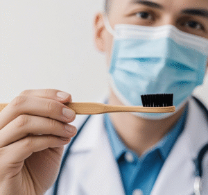 dentist-holding-bamboo-toothbrush