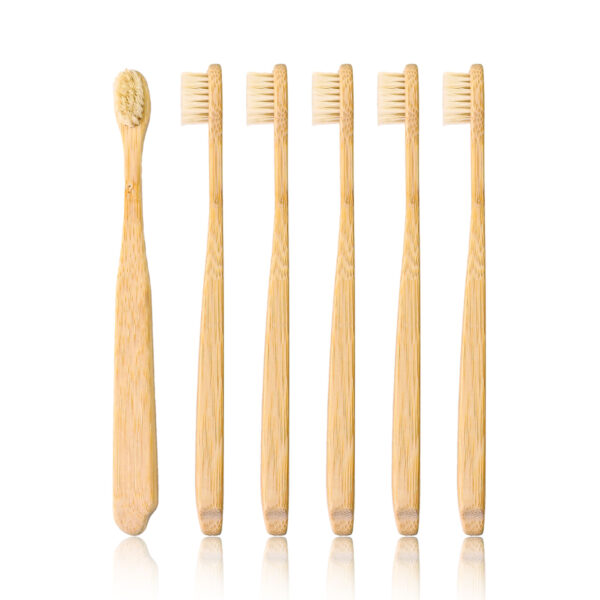 N-amboo Bamboo Toothbrush 6-Pack - 1cm Thick Handle & Boar Bristles