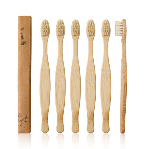 N-amboo Bamboo Toothbrush 6-Pack with Natural Boar Bristles