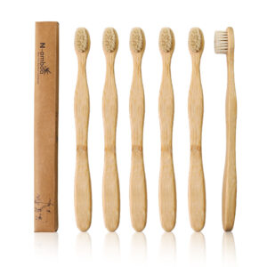 Bamboo Toothbrush  with Slim Handle 6-Pack