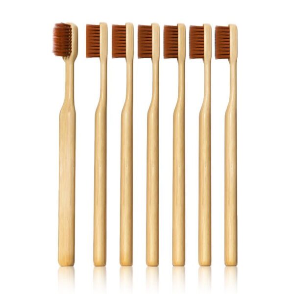 Bamboo Toothbrush | Ultra-Soft PBT Bristles & Rounded Ergonomic Handle-Adult (6pcs)