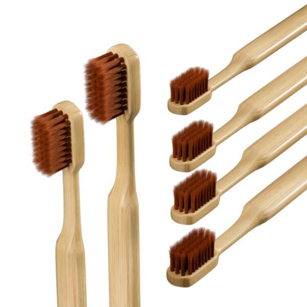 Bamboo Toothbrush | Ultra-Soft PBT Bristles & Rounded Ergonomic Handle-Adult (6pcs) - Image 2